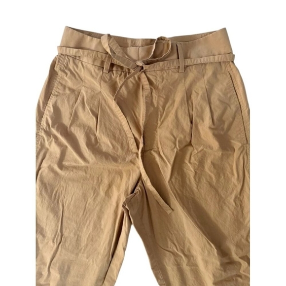 Everlane The Poplin Pleated Taper Pant Brown Caramel Size 14 - Picture 6 of 12